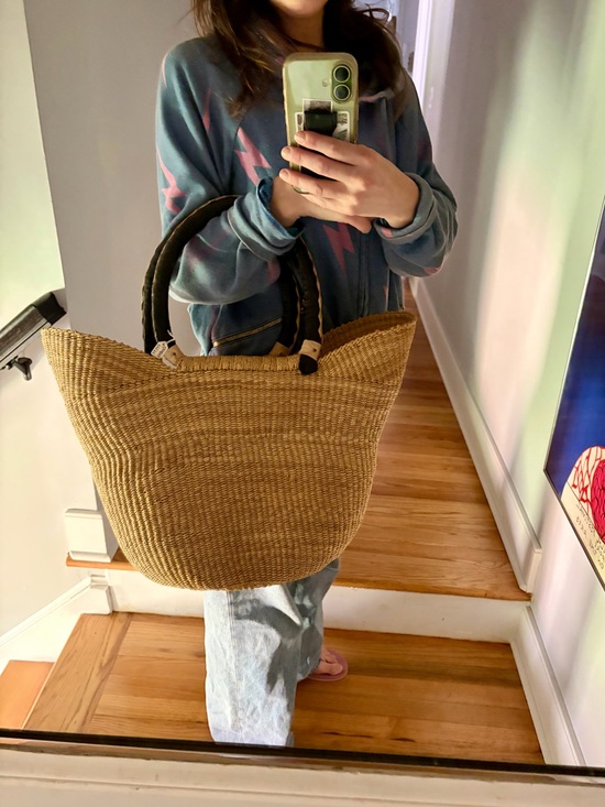 Handbags - Large Woven Straw Tote Bag Leather Handles Boho Market Beach Bag
